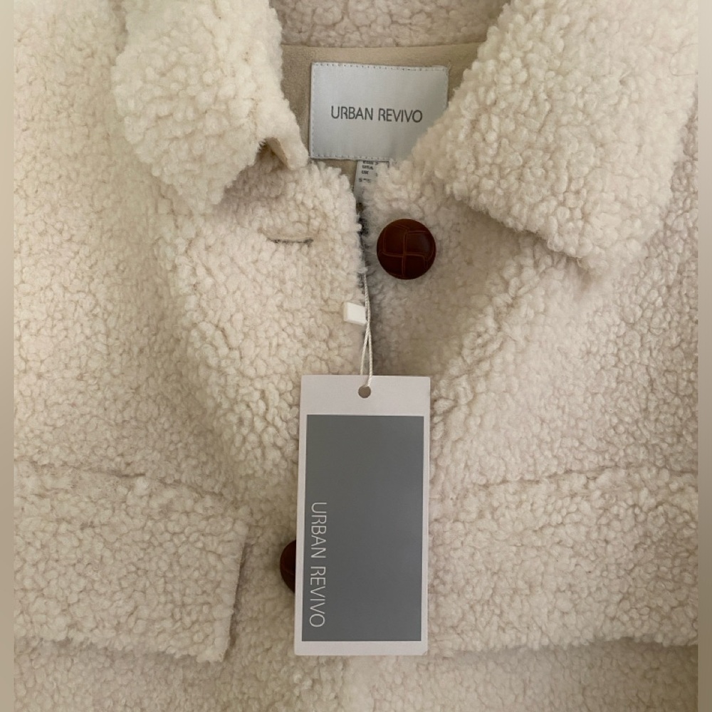 URBAN REVIVO | Furry Coat with Button | Brand New !!